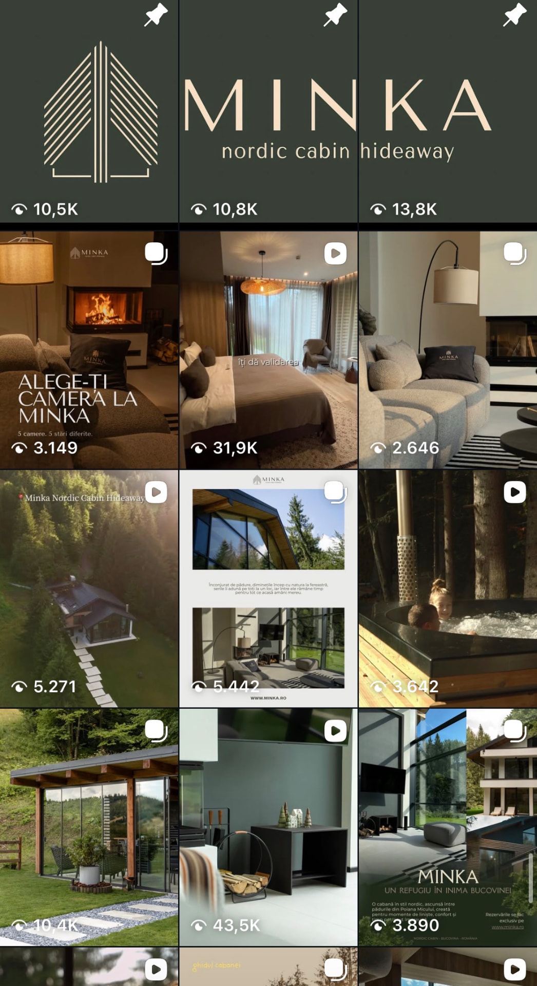 Minka Nordic Cabin Hideaway — social media marketing de Roliny Media