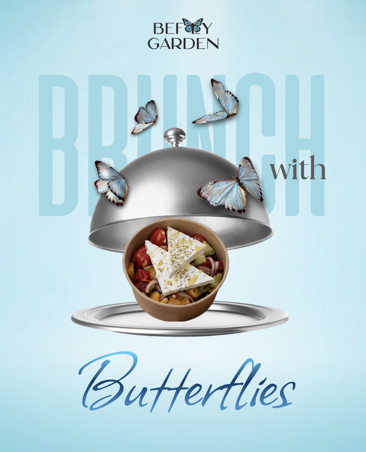 Visual de campanie Brunch with Butterflies pentru Befly Garden — design realizat de Roliny Media